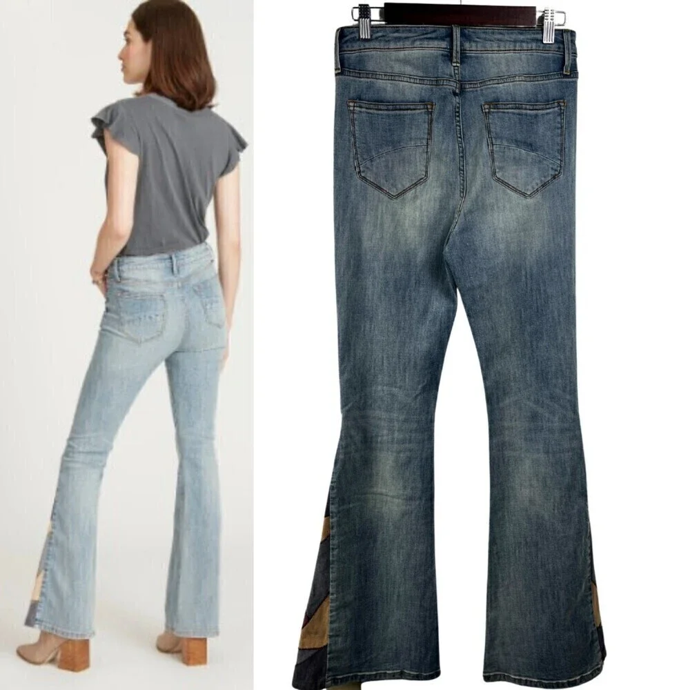 Driftwood Farrah Cowgirl Size 27 Patch Flare High Rise NEW Denim Retro Jeans